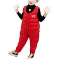 thumbnail image 1 of Odeerbi Toddler Boys Girls Clothes Winter Jumpsuit Baby Romper Children's Winter Down Cotton Pants Infants Openable Thickening Jumpsuit Red 3-4 Years, 1 of 6