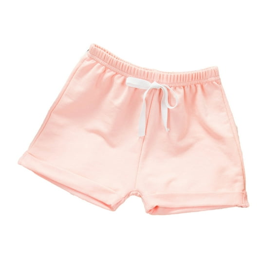 Odeerbi Toddler Boys Girls Cotton Bermuda Shorts 0-8 Years Children's Solid Color Drawstring Smocked Waist Shorts Quarter Pants Pink
