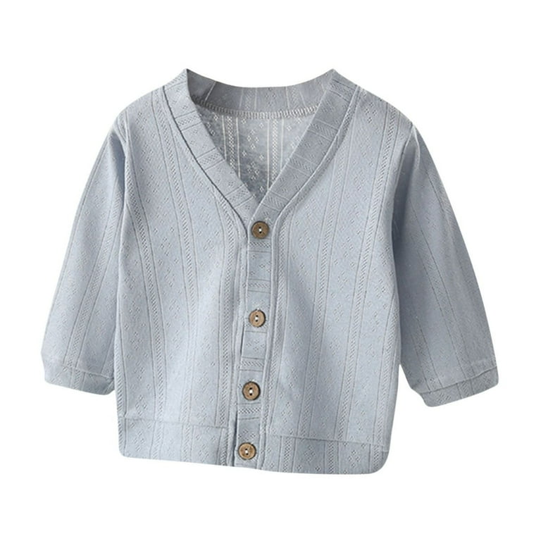 Odeerbi Toddler Boys Girls Cotton Cardigan Baby Solid Color Button