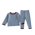 thumbnail image 1 of Odeerbi Toddler Boys Girls Cotton Clothes Fall Winter Outfits Set Child Spring Color Block Round Neck Long Sleeve Tops Pants Sets Blue, 1 of 5
