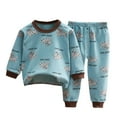 thumbnail image 1 of Odeerbi Toddler Boys Girls Cotton Clothes Spring Fall Outfits Set Summer Pajamas Set Cartoon Printed Sleepwear Two Piece Set Newborn Underwear Set Blue, 1 of 4