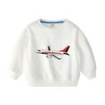 thumbnail image 1 of Odeerbi Toddler Boys Girls Cotton Crewneck Sweatshirts Fall Winter Airplane Print Pullover Sweatshirt 2-10 Years Fashion Long Sleeve Sweatshirt Top Toddler Clothes White, 1 of 3