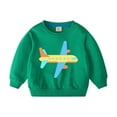thumbnail image 1 of Odeerbi Toddler Boys Girls Cotton Crewneck Sweatshirts Fall Winter Airplane Print Pullover Sweatshirt 2-10 Years Fashion Long Sleeve Sweatshirt Top Toddler Clothes Green, 1 of 3