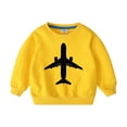 thumbnail image 1 of Odeerbi Toddler Boys Girls Cotton Crewneck Sweatshirts Fall Winter Airplane Print Pullover Sweatshirt 2-10 Years Fashion Long Sleeve Sweatshirt Top Toddler Clothes Yellow, 1 of 3