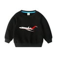 thumbnail image 1 of Odeerbi Toddler Boys Girls Cotton Crewneck Sweatshirts Fall Winter Airplane Print Pullover Sweatshirt 2-10 Years Fashion Long Sleeve Sweatshirt Top Toddler Clothes Black, 1 of 3