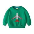 thumbnail image 1 of Odeerbi Toddler Boys Girls Cotton Crewneck Sweatshirts Fall Winter Airplane Print Pullover Sweatshirt 2-10 Years Fashion Long Sleeve Sweatshirt Top Toddler Clothes Green, 1 of 3