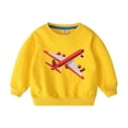 thumbnail image 1 of Odeerbi Toddler Boys Girls Cotton Crewneck Sweatshirts Fall Winter Airplane Print Pullover Sweatshirt 2-10 Years Fashion Long Sleeve Sweatshirt Top Toddler Clothes Yellow, 1 of 2