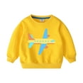 thumbnail image 1 of Odeerbi Toddler Boys Girls Cotton Crewneck Sweatshirts Fall Winter Airplane Print Pullover Sweatshirt 2-10 Years Fashion Long Sleeve Sweatshirt Top Toddler Clothes Yellow, 1 of 3