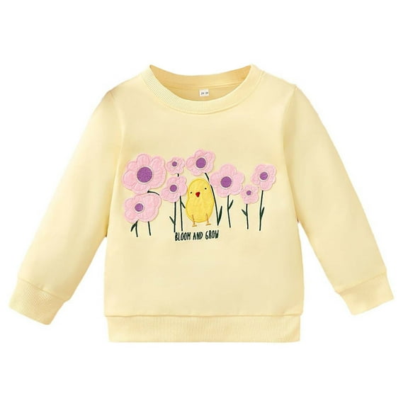 Odeerbi Toddler Boys Girls Cotton Crewneck Sweatshirts Fall Winter Pullover Sweatshirt Children's Clothing New Long Sleeve Cotton Sweater Toddler Clothes Yellow
