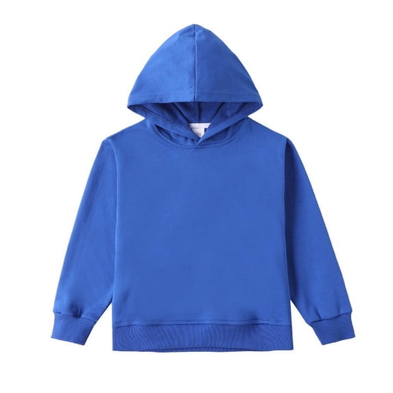 Odeerbi Toddler Boys Girls Cotton Hoodies Fall Winter Pullover Hooded Sweatshirts Oversized Crewneck Hooded Sweatshirt 4-14 Years Kids Long Sleeve Pullover Tops Toddler Clothes Blue