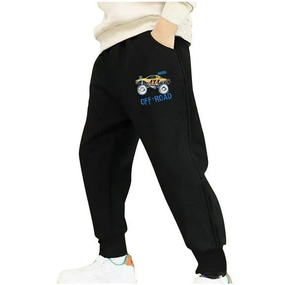 Odeerbi Toddler Boys Girls Cotton Jogger Pants Workout Pants Child's Solid Color Athletic Pants Outside Long Pants Cute Sweatpants Toddler Clothes Black