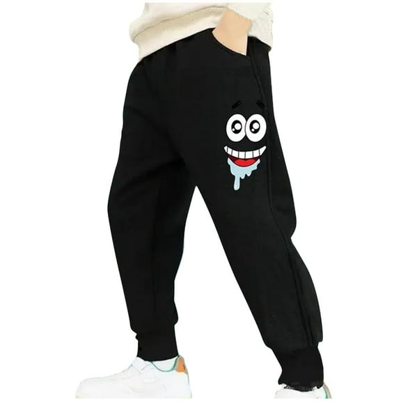 Odeerbi Toddler Boys Girls Cotton Jogger Pants Workout Pants Child's Solid Color Athletic Pants Outside Long Pants Cute Sweatpants Toddler Clothes Black