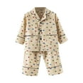 thumbnail image 1 of Odeerbi Toddler Boys Girls Cotton Pajamas Set Kids Thermal jammies Young Children Clothes Long Sleeve Soft Warm Pajamas Holiday Birthday Gift Khaki 2-3 Years, 1 of 6