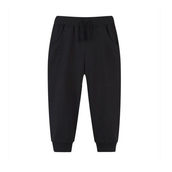 Odeerbi Toddler Boys Girls Cotton Sweatpants Solid Color Jogger Pants Child's Summer Solid Color Comfort Workout Pants Baby Botton Long Athletic Pants Cute Full Length Pants Black