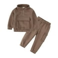 thumbnail image 1 of Odeerbi Toddler Boys Girls Cotton Sweatsuit Winter Children Zipper Sweater Pockets Tops Cargo Pants 2024 Casual Sports Two-piece Set Khaki 3-4 Years, 1 of 8