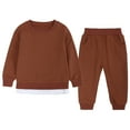 thumbnail image 1 of Odeerbi Toddler Boys Girls Cotton Sweatsuit Winter Crew Neck Long Sleeve 2024 Casual Gold Silk Trousers Set Brown 4-5 Years, 1 of 8