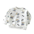 thumbnail image 1 of Odeerbi Toddler Boys Girls Crewneck Sweatshirts Cartoon Printed Pullover Sweatshirts Children Round Neck Long Sleeve T-shirt Style Pullover Sweatshirt Top White, 1 of 4