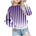 thumbnail image 1 of Odeerbi Toddler Boys Girls Crewneck Sweatshirts Striped Pullover Sweatshirts 1-12 Years Children's Round Neck Long Sleeve Pattern Printed Sweatshirt Purple, 1 of 5