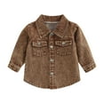 thumbnail image 1 of Odeerbi Toddler Boys Girls Denim Jacket Winter Thermal Coat Outerwear 1-6 Years Children's Casual Solid Color Long Sleeve Lapel Button Denim Jacket with Pocket Brown, 1 of 7
