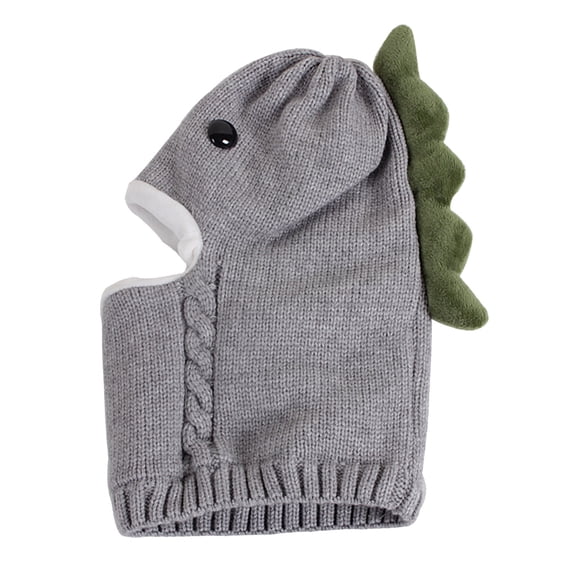 Odeerbi Toddler Boys Girls Dinosaur Balaclavas Ski Mask One-Piece Neck Warmer Set Kids Winter Beanie Hat Warm Knit Thick Ski Cap Children's Hooded Scarf Dinosaur Hat Gray One Size