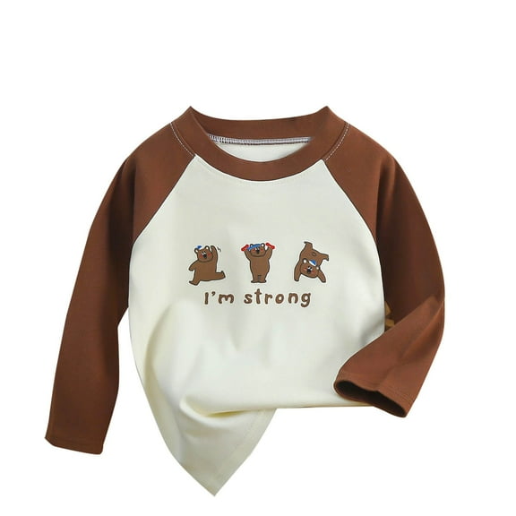 Odeerbi Toddler Boys Girls Fall Winter Cotton Basic Layering T-Shirt Raglan Basic Tees Children's Long Sleeve Tops Base Layer Shirt Undershirt Toddler Clothes Brown