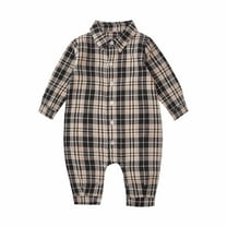 Odeerbi Toddler Boys Girls Fall Winter Long Sleeve Romper Jumpsuit Plaid Cotton Baby Clothes Baby Spring New Fashionable Paired Bodysuit Black