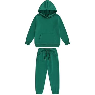 Odeerbi Toddler Boys Girls Fall Winter Outfits Solid Color Sweatsuits Cute Tracksuit Children Long Sleeve Hoodies Sweatpants Two-piece Set Toddler Clothes Olive Green