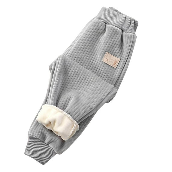 Odeerbi Toddler Boys Girls Fall Winter Sweatpants Thermal Fleece Lined Jogger Pants Casual Velvet Thickening Warm Pants Toddler Clothes Gray