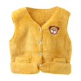 thumbnail image 1 of Odeerbi Toddler Boys Girls Flannel Fleece Vest Fashion Casual Long Sleeve Winter Warm Fleece Sleeveless Coat Yellow, 1 of 6