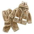 thumbnail image 1 of Odeerbi Toddler Boys Girls Flannel Pajama Sets Winter Warm Fleece Loungewear Children's Flannel Hooded Sleepwear Set Long Pants Thickened Home Clothes Set, 1 of 5