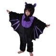 thumbnail image 1 of Odeerbi Toddler Boys Girls Flannel Romper Halloween Bat Wing Long Sleeve Hooded Jumpsuit Winter Clothes, 1 of 7