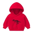 thumbnail image 1 of Odeerbi Toddler Boys Girls Fleece Hoodies Dinosaur Pullover Hooded Sweatshirts Children's Pattern Printed Round Neck Long Sleeve Hooded Sweatshirt Red, 1 of 3