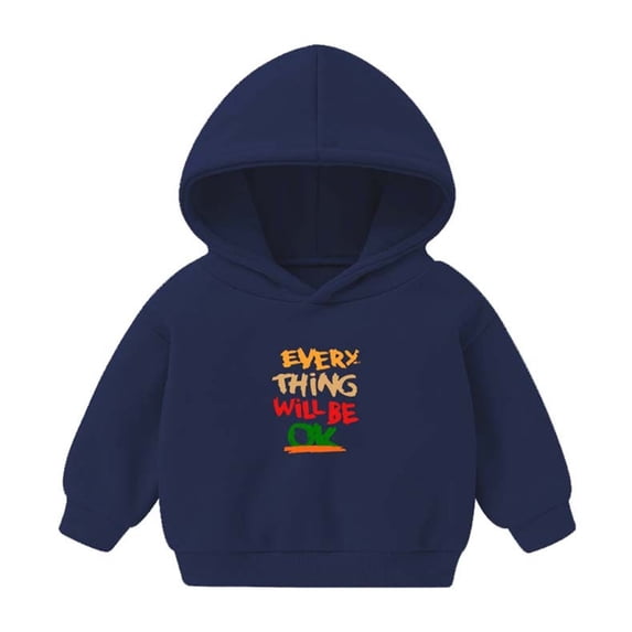 Odeerbi Toddler Boys Girls Fleece Hoodies Printed Pullover Hooded Sweatshirts Fashion Casual Long Sleeve Printing Hooded Sweatshirt Tops Navy