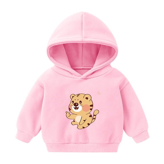 Odeerbi Toddler Boys Girls Fleece Hoodies Printed Pullover Hooded Sweatshirts Fashion Casual Long Sleeve Printing Hooded Sweatshirt Tops Pink