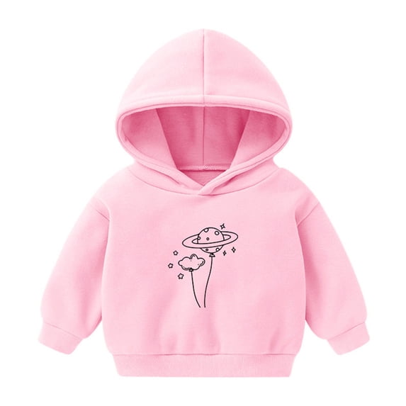 Odeerbi Toddler Boys Girls Fleece Hoodies Printed Pullover Hooded Sweatshirts Fashion Casual Long Sleeve Printing Hooded Sweatshirt Tops Pink