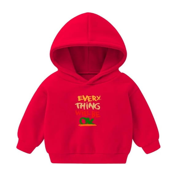 Odeerbi Toddler Boys Girls Fleece Hoodies Printed Pullover Hooded Sweatshirts Fashion Casual Long Sleeve Printing Hooded Sweatshirt Tops Red