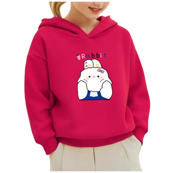 Odeerbi Toddler Boys Girls Fleece Hoodies Printed Pullover Hooded Sweatshirts Fashion Casual Long Sleeve Printing Hooded Sweatshirt Tops Red