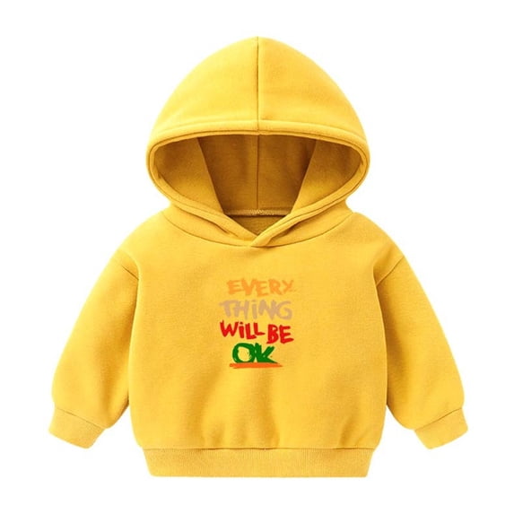 Odeerbi Toddler Boys Girls Fleece Hoodies Printed Pullover Hooded Sweatshirts Fashion Casual Long Sleeve Printing Hooded Sweatshirt Tops Yellow