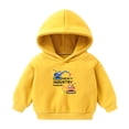 thumbnail image 1 of Odeerbi Toddler Boys Girls Fleece Hoodies Printed Pullover Hooded Sweatshirts Fashion Casual Long Sleeve Printing Hooded Sweatshirt Tops Yellow, 1 of 3