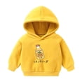 thumbnail image 1 of Odeerbi Toddler Boys Girls Fleece Hoodies Printed Pullover Hooded Sweatshirts Fashion Casual Long Sleeve Printing Hooded Sweatshirt Tops Yellow, 1 of 3