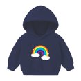 thumbnail image 1 of Odeerbi Toddler Boys Girls Fleece Hoodies Rainbow Pattern Pullover Hooded Sweatshirts Children's Printed Long Sleeve Round Neck Hooded Sweatshirt Dark Blue, 1 of 3