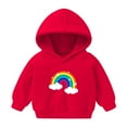 thumbnail image 1 of Odeerbi Toddler Boys Girls Fleece Hoodies Rainbow Pattern Pullover Hooded Sweatshirts Children's Printed Long Sleeve Round Neck Hooded Sweatshirt Red, 1 of 3