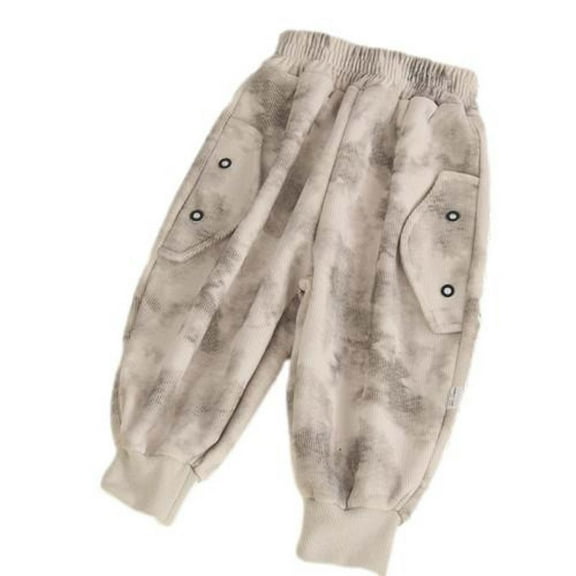 Odeerbi Toddler Boys Girls Fleece Jogger Pants Winter Thermal Workout Pants New Style Children's Outer Wear Painting Corduroy Pants Baby Sports Pants Toddler Clothes Khaki