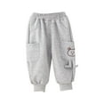 thumbnail image 1 of Odeerbi Toddler Boys Girls Fleece Lined Cargo Pants Winter Thermal Jogger Pants Sweatpants Children's Solid Color Print Warm Pants Full Length Pants Toddler Clothes Gray, 1 of 9