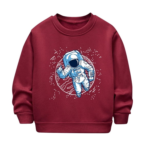 Odeerbi Toddler Boys Girls Fleece Lined Crewneck Sweatshirts Glow in The Dark Winter Thermal Sweatshirt Children Luminous Print Sweatshirt Long Sleeve Tops Toddler Clothes Red