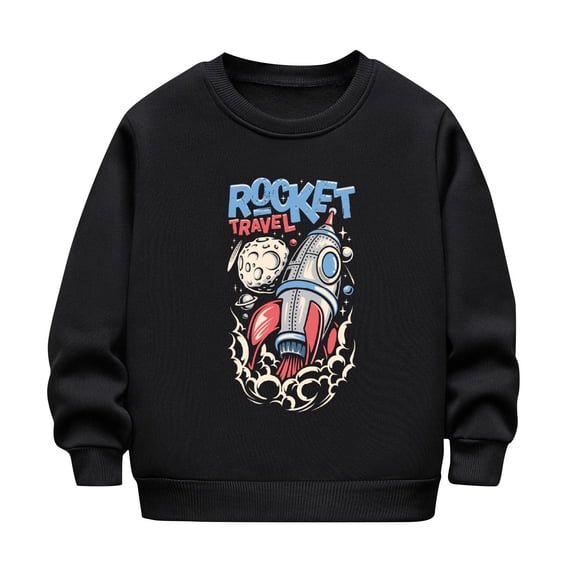 Odeerbi Toddler Boys Girls Fleece Lined Crewneck Sweatshirts Glow in The Dark Winter Thermal Sweatshirt Children Luminous Print Sweatshirt Long Sleeve Tops Toddler Clothes Black