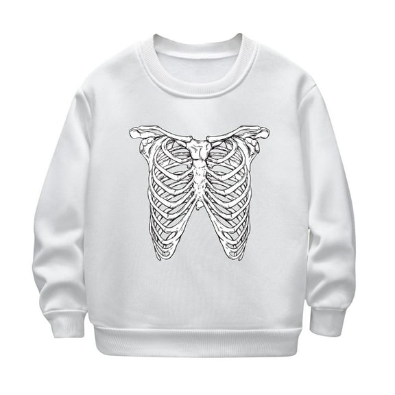 Odeerbi Toddler Boys Girls Fleece Lined Crewneck Sweatshirts Glow in The Dark Winter Thermal Sweatshirt Children Luminous Print Sweatshirt Long Sleeve Tops Toddler Clothes White