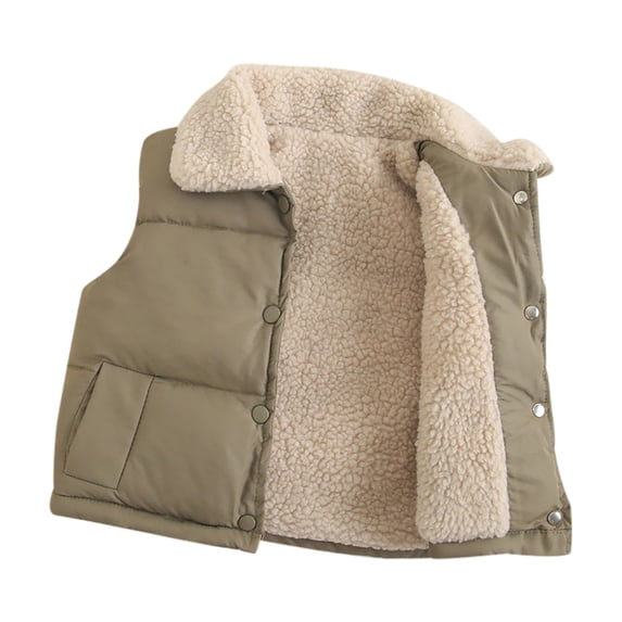 Odeerbi Toddler Boys Girls Fleece Lined Puffer Vest Winter Thermal Lightweight Down Gilet Vest Children Lambskin Thickened Down Cotton Jacket Olive Green