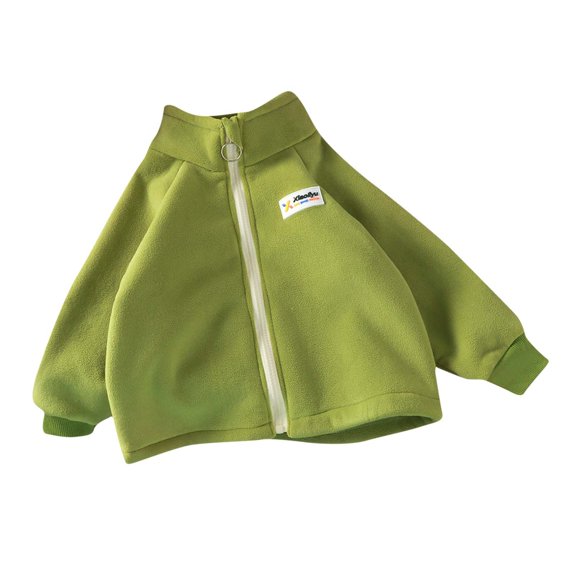 Odeerbi Toddler Boys Girls Fleece Lined Sherpa Jacket Winter Thermal Coat Children's Long Sleeve Round Neck Zipper Sweatshirt Bottom Layer Outerwear Toddler Clothes Green
