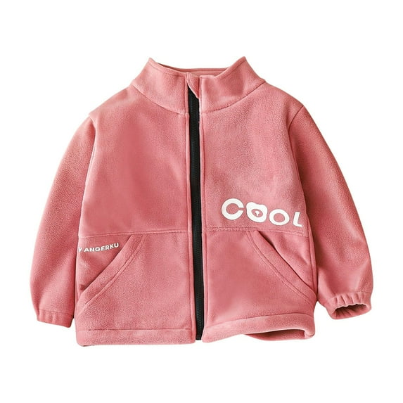 Odeerbi Toddler Boys Girls Fleece Lined Sherpa Jacket Winter Thermal Coat Children's Fleece Zipper Jacket Flannel Double-Sided Fleece Outerwear Toddler Clothes Pink